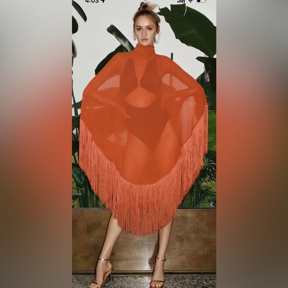 Zara Jackets & Coats Zara Fringed Gauze Cape Poshmark